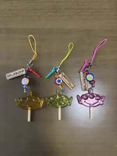 東京ディズニーリゾート リトルグリーンメン べっこう飴 ストラップ 3個セット