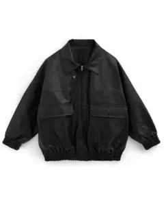 襟2Wayオーバーサイズレザーブルゾン