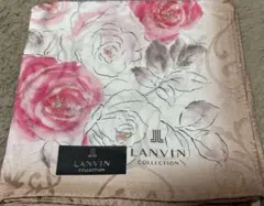 【LANVIN ランバン】未使用 シルクコットン ハンカチ 花柄 ピンク