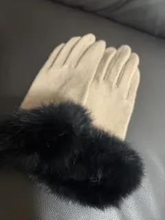KHベージュファー付き手袋