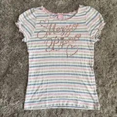 メゾピアノ 半袖 Tシャツ ボーダー フリル袖 140