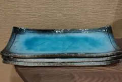 青緑グラデーション陶器皿 　３枚セット