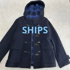 ウール ネイビー ダッフルコート フード付き