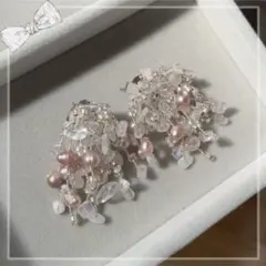 ピアス / ハンドメイド 淡水パール ウエディング 結婚式　パープル 紫
