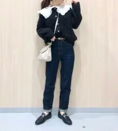 GU 神デニム ハイウエストストレートジーンズ