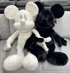 ミッキーマウス ぬいぐるみ ホワイト ブラック 大きめ 特大　2体セット