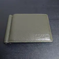 【美品】COACH レザー マネークリップ グリーンのサムネイル
