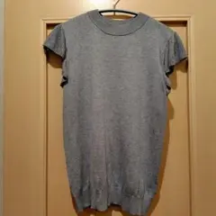 《GU》 フリル袖 ニット ベスト 　グレー　М