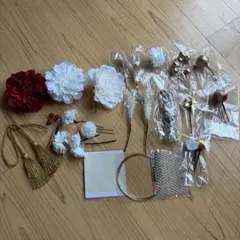 成人式髪飾り　和装髪飾り　髪飾りヘアピン　銀箔　水引き髪飾り　和装髪飾り セット