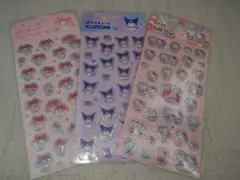 ぷくっとシール (My Melody, Kuromi, Hello Kitty)