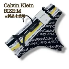 【新品】カルバンクライン Tバック ソング モノグラム イエロー 黒 M 3枚