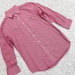 LACOSTE ラコステ 赤色 チェック 長袖 柄シャツ トップス 綿100％