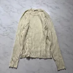 アメリカンホリック　クルーネック 長袖ニットセーター　Ｍ　アイボリー