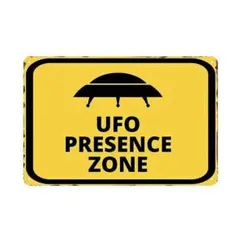 新品 UFO PRESENCE ZONE ブリキ看板 警告サイン 宇宙人