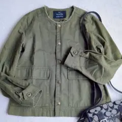 グリーンレーベルリラクシング◇ノーカラージャケット 金ボタン ミリタリー 38