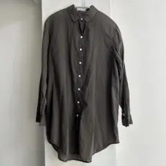 hagumu （ハグム）　長袖　ブラウス　ダークブラウン　トップス　シャツ