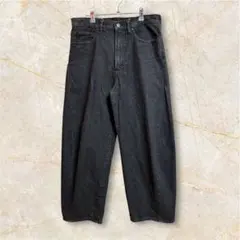 【即購入可・匿名配送】 GU ジーユー カーブタックパンツ デニム M ワイド