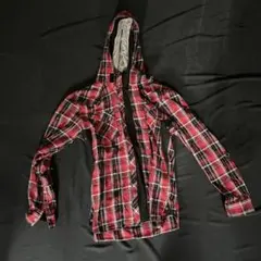 平成 y2k フード付き フェイクレイヤード チェックシャツ LL