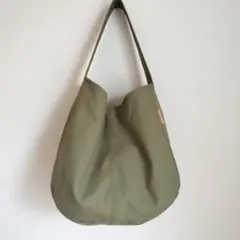 縦長Lサイズ】カーキ＆キャメル 縦長トートバッグ akaneko 倉敷帆布 