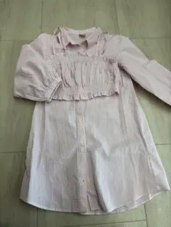 プティマイン　ベビー服キッズ服　トップス　ワンピースシャツ　ビスチェ付き　110