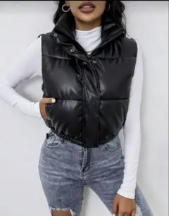 SHEIN ダウンベスト　レザー
