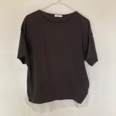 CINEMA CLUB 重ね着風 トップス カットソー ダークグレー