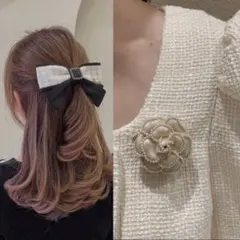 入学式　入園式　卒業式　卒園式　リボン　バレッタ　ブローチ　コサージュ　白