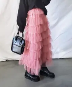 極美品⭐️me+em select チュールフリルボリュームスカート エレガント