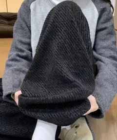 新品未開封 ハイウエスト 落ち感 斜めストライプ ワイドパンツ ❁⃘