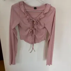 Dazy 長袖 リブカットソー くすみピンク Sのサムネイル