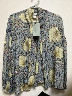 H&M william morris ボタニカル　ボウタイブラウス　38 モリス