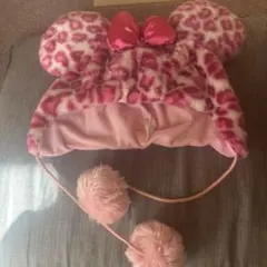ディズニーファンキャップ　ヒョウ柄ピンク