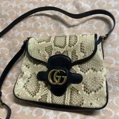 GUCCI グッチ ショルダーバッグ GGマーモント パイソン ベージュ 黒