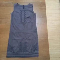 COMME CA DU MODE　麻混焦げ茶 ノースリーブ ミニワンピース　美品