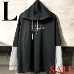 「即日発送」L BEAUMERE ブラック フード付き長袖パーカーのサムネイル