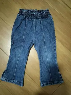 デニム ストレートパンツ ゴムウエスト