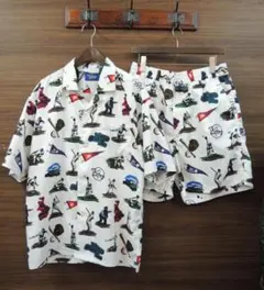 レア パブスト ブルーリボン 総柄 セットアップ シャツ パンツ Pabst