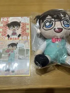 セガラッキーくじ名探偵コナンカフェガーデンパーティー ぬいぐるみ、色紙