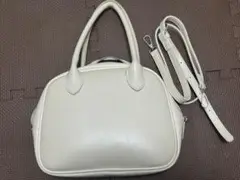 Riberry クリーム色 ミニスクエアボストンバッグ