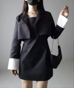 セットアップ カフスショートテーラードジャケット ＋ ミニキャミワンピース