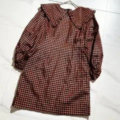 新品】GANNI ガニー シアサッカー チェック 半袖 ロングワンピース 36