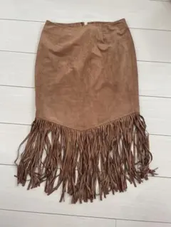 AZUL by moussy スエードフリンジスカート　グランジ