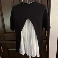 TARO HORIUCHI 黒のプリーツデザイン半袖ニットのサムネイル