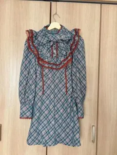 swankiss チェック柄フリル付きワンピース