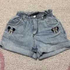 ZARA ミッキー ミニー 刺繍 デニムショートパンツ 110cm