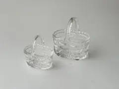 昭和レトロ ガラスバスケット カゴ 花器 2個セット ヴィンテージ 昭和レトロ ガラスバスケット カゴ 花器 2個セット ヴィンテージ
