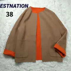 ESTNATION バイカラーリバーショートコート　38　キャメル