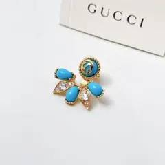 希少 グッチ GUCCI 925 クリスタル ピアス 片方 ゴールド Y928のサムネイル