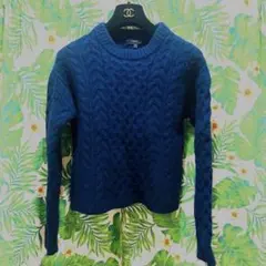 美品☆セオリーカシミヤ混ケーブルニットネイビー