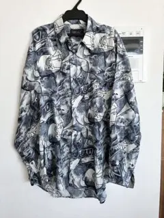 柄シャツ シルク100% イタリア製 ペイズリー 総柄 バロック ストライプ 